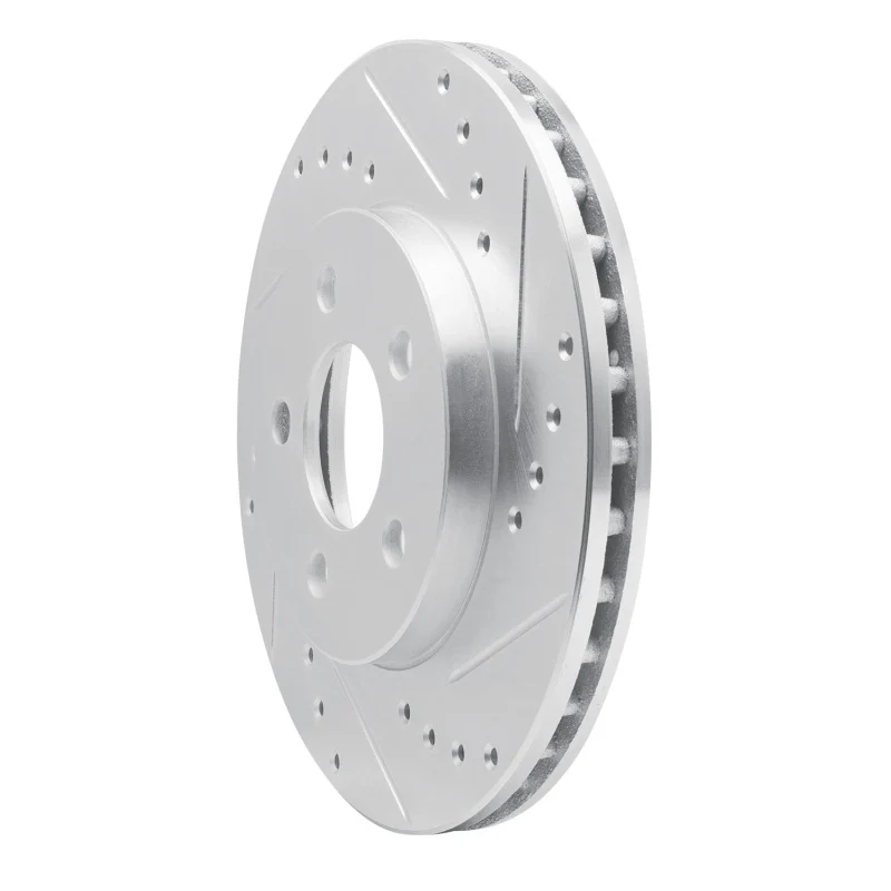 R1 86-90 Chrysler Town & Country Front Right Drilled & Slotted Silver Brake Rotor - Image 2