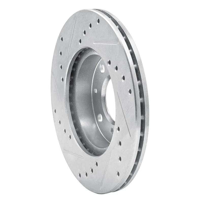 R1 86-91 Acura Integra Front Right Drilled & Slotted Silver Brake Rotor - Image 3