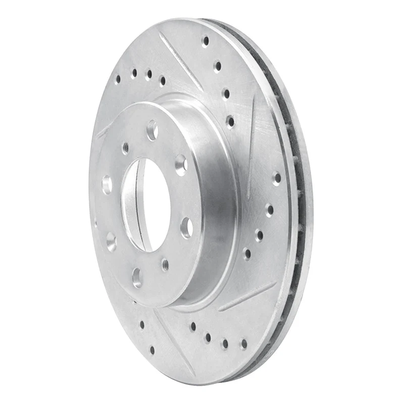 R1 86-91 Acura Integra Front Right Drilled & Slotted Silver Brake Rotor - Image 5