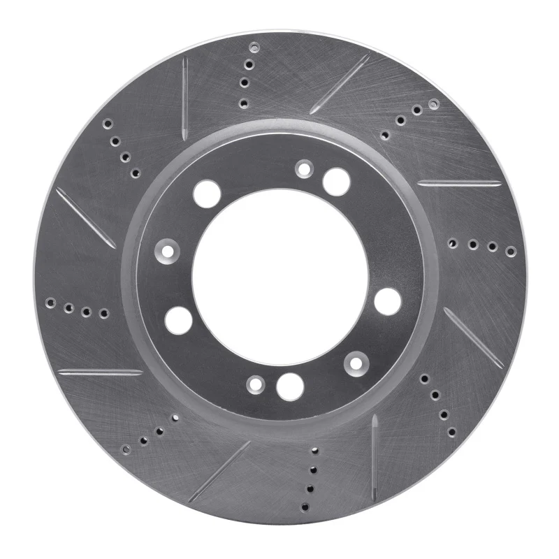 R1 86-91 Porsche 944 Except Turbo Right Front Drilled & Slotted Silver Brake Rotor