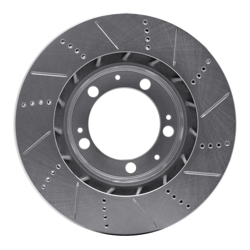 R1 86-91 Porsche 944 Except Turbo Right Front Drilled & Slotted Silver Brake Rotor - Image 4