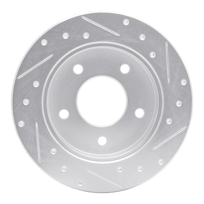 R1 86-92 Buick Reatta Rear Left Drilled & Slotted Silver Brake Rotor - Image 4