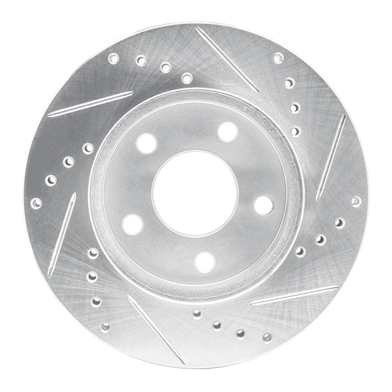 R1 86-92 Ford Taurus (Excl SHO) Front Left Drilled & Slotted Silver Brake Rotor - Image 4