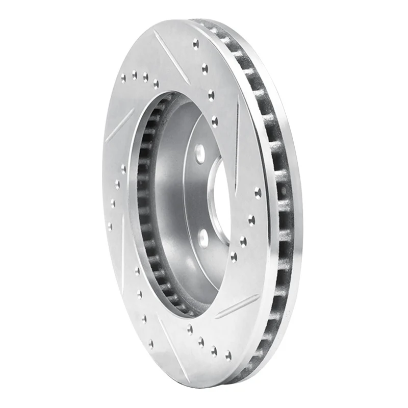 R1 86-92 Ford Taurus (Excl SHO) Front Left Drilled & Slotted Silver Brake Rotor - Image 5
