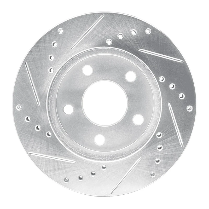 R1 86-92 Ford Taurus SHO Front Right Drilled & Slotted Silver Brake Rotor - Image 2