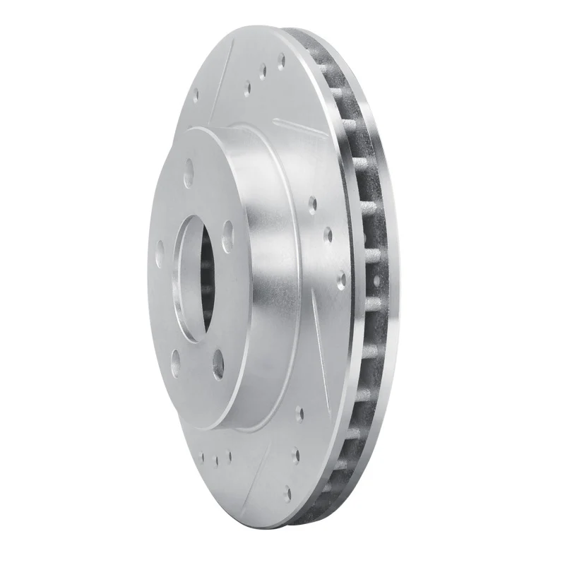 R1 86-92 Ford Thunderbird Front Left Rear Left Drilled & Slotted Silver Brake Rotor - Image 2
