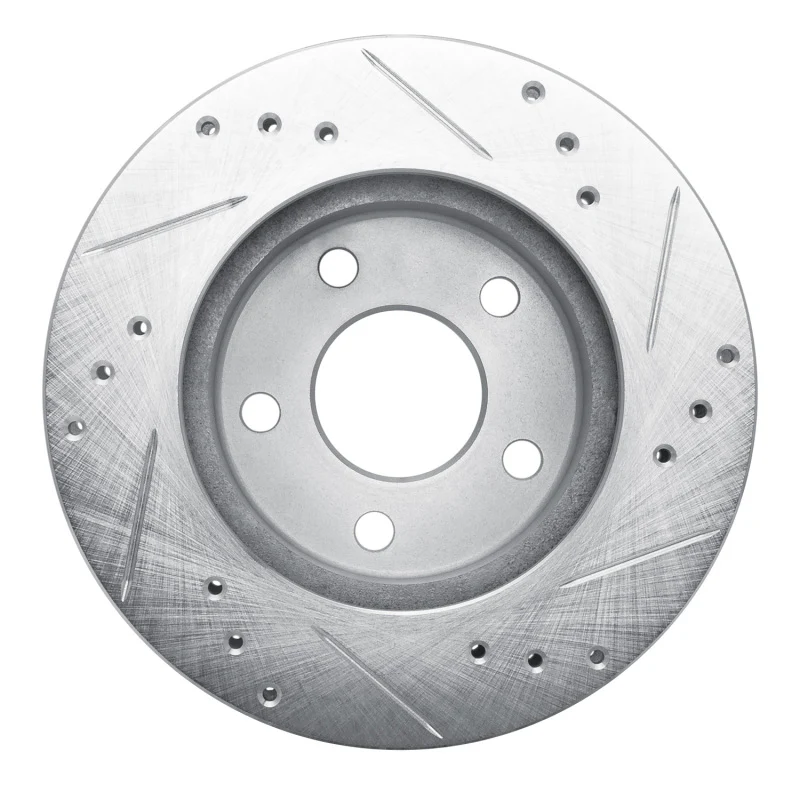 R1 86-92 Ford Thunderbird Front Left Rear Left Drilled & Slotted Silver Brake Rotor - Image 3
