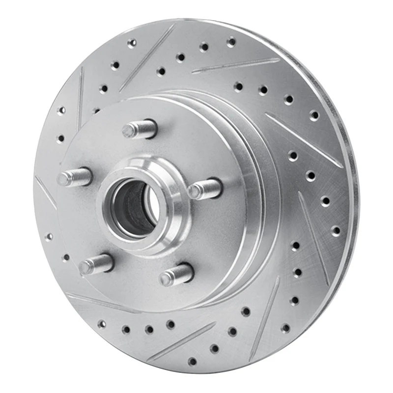 R1 86-92 Jeep COMANCHE Front Left Drilled & Slotted Silver Brake Rotor - Image 4
