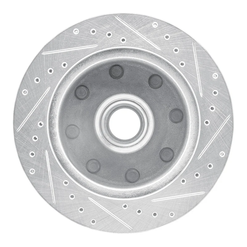 R1 86-94 Ford E-250 Econoline Front Left Drilled & Slotted Silver Brake Rotor - Image 4