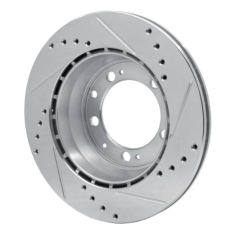 R1 86-95 Porsche 944 Turbo Rear Left Drilled & Slotted Silver Brake Rotor - Image 2