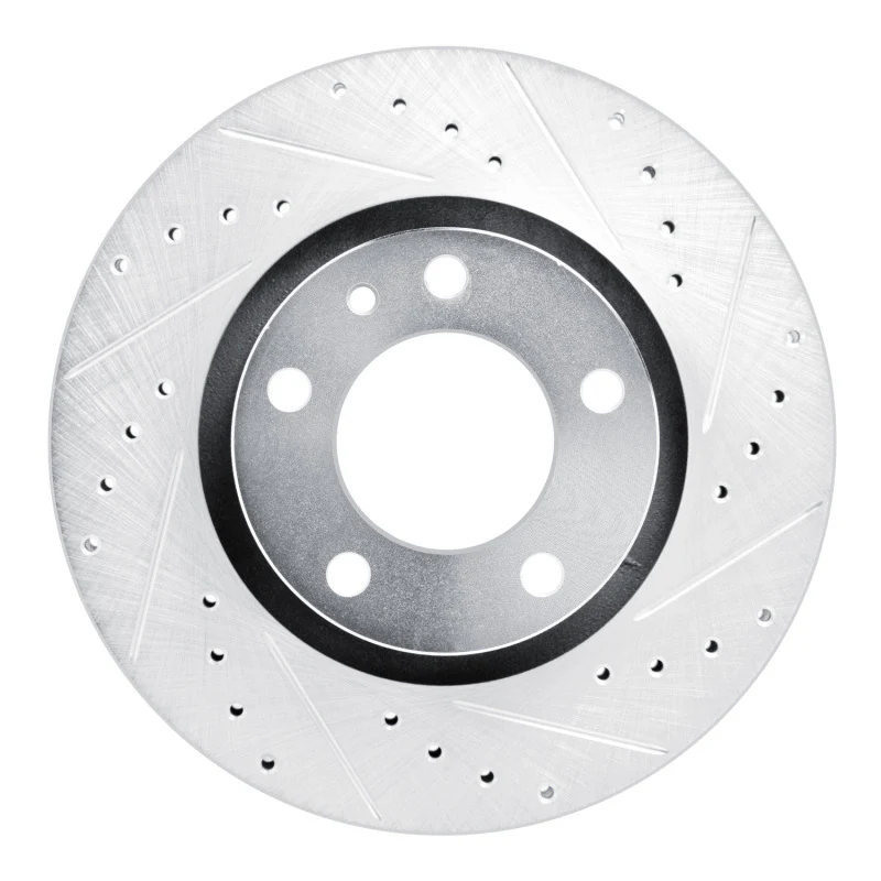 R1 87-88 BMW M5 Front Right Drilled & Slotted Silver Brake Rotor