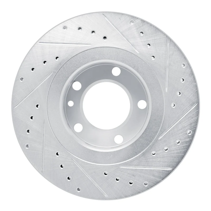 R1 87-88 BMW M6 Front Left Drilled & Slotted Silver Brake Rotor - Image 4