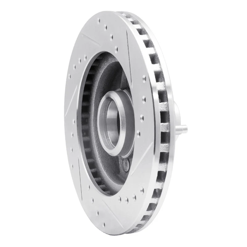 R1 87-88 Ford Thunderbird Front Left Drilled & Slotted Silver Brake Rotor - Image 4