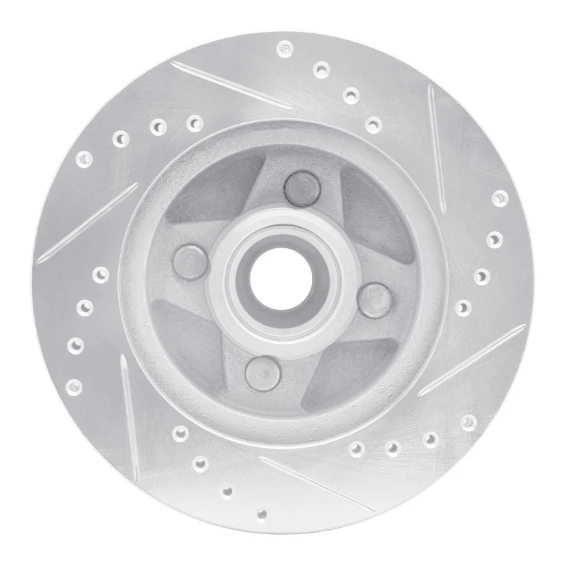 R1 87-88 Ford Thunderbird Front Left Drilled & Slotted Silver Brake Rotor - Image 5