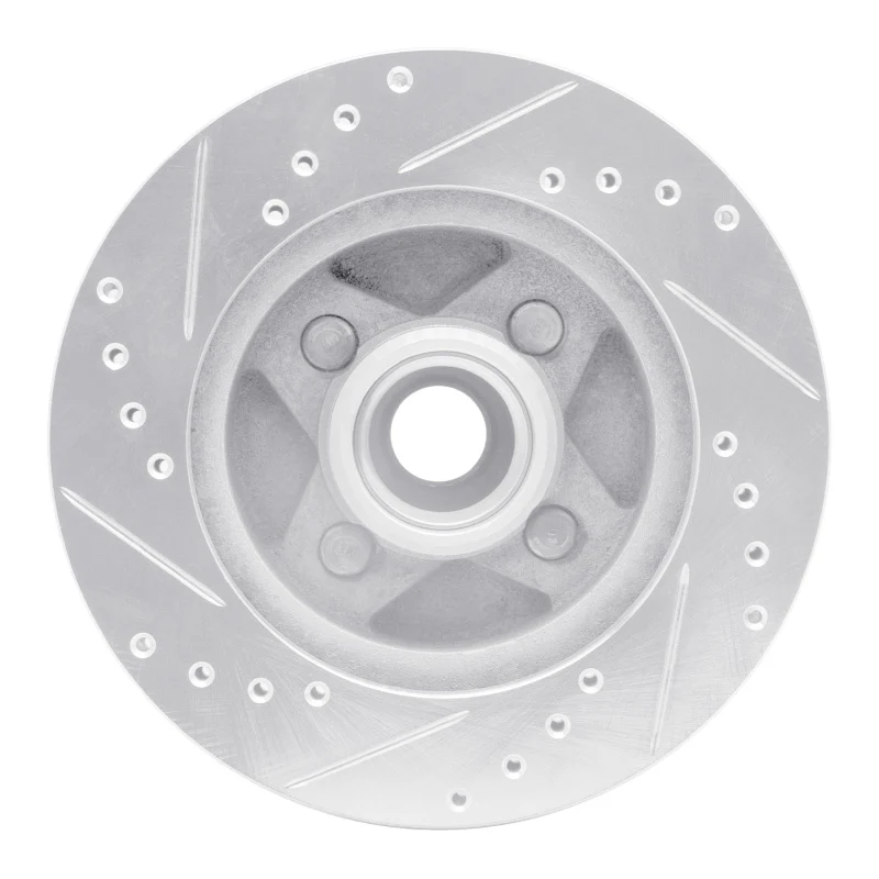 R1 87-88 Ford Thunderbird Front Right Drilled & Slotted Silver Brake Rotor - Image 4