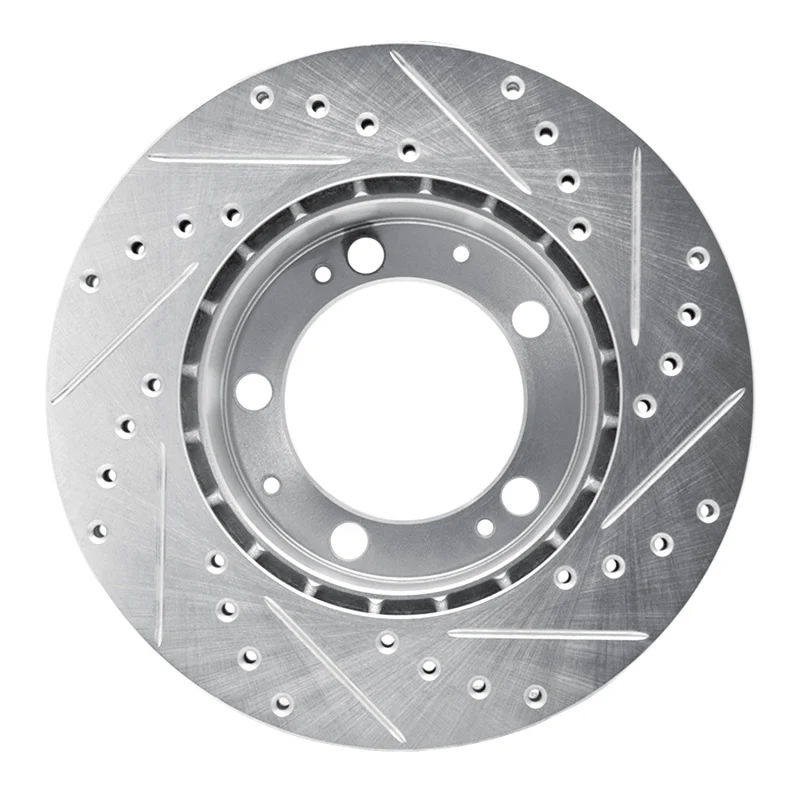 R1 87-89 Porsche 944 Except Turbo Front Left Drilled & Slotted Silver Brake Rotor - Image 4