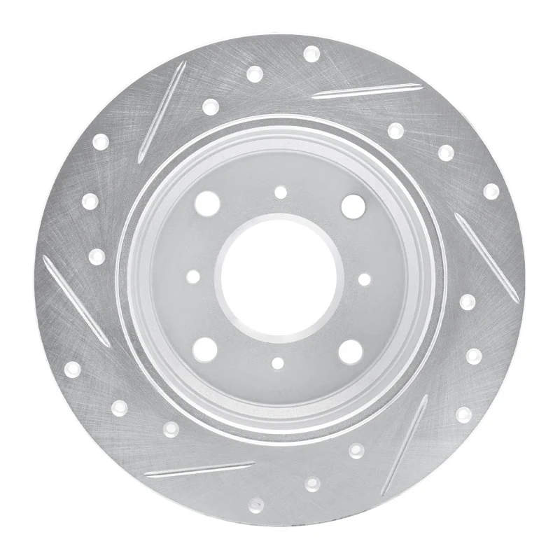 R1 87-90 Acura Legend Rear Right Drilled & Slotted Silver Brake Rotor - Image 3