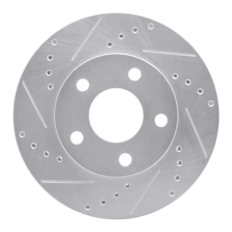 R1 87-90 Chrysler Town & Country Front Left Drilled & Slotted Silver Brake Rotor
