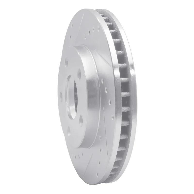R1 87-90 Chrysler Town & Country Front Left Drilled & Slotted Silver Brake Rotor - Image 4