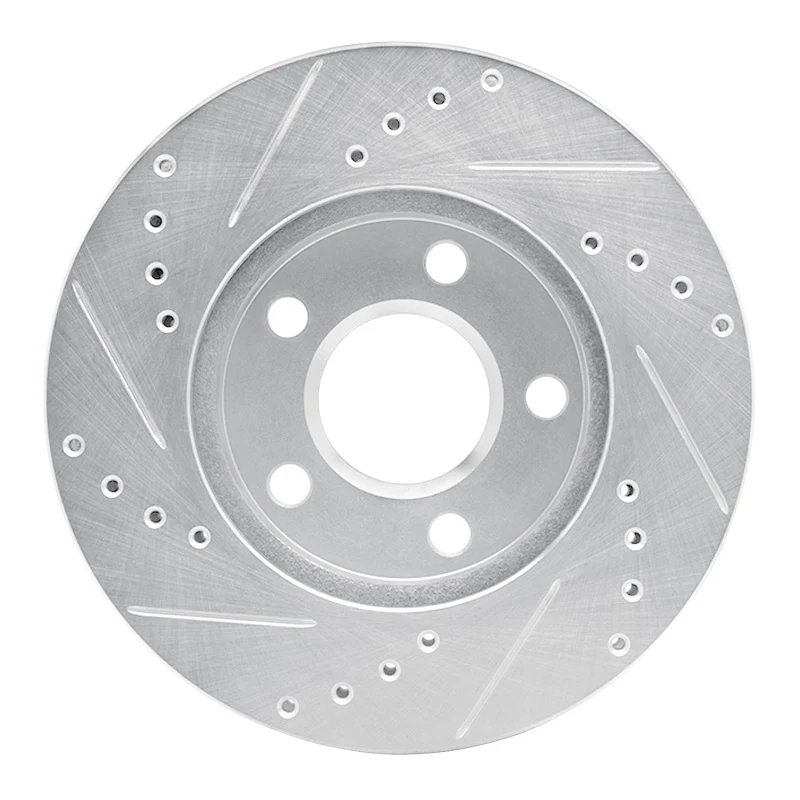 R1 87-90 Chrysler Town & Country Front Right Drilled & Slotted Silver Brake Rotor - Image 4