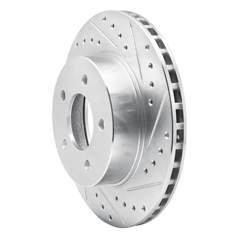 R1 87-90 Dodge DAKOTA 4WD Front Left Drilled & Slotted Silver Brake Rotor - Image 2