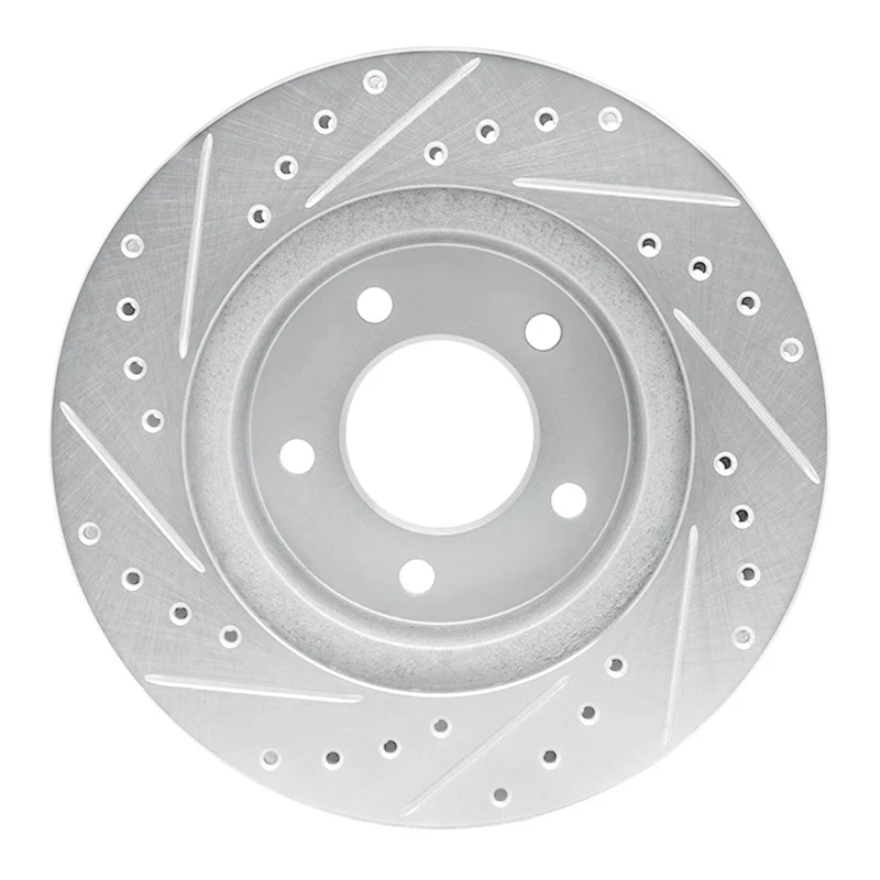 R1 87-90 Dodge DAKOTA 4WD Front Left Drilled & Slotted Silver Brake Rotor - Image 4