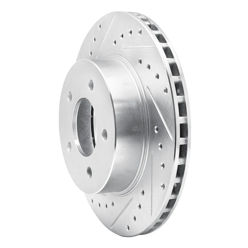R1 87-90 Dodge DAKOTA 4WD Front Right Drilled & Slotted Silver Brake Rotor - Image 3
