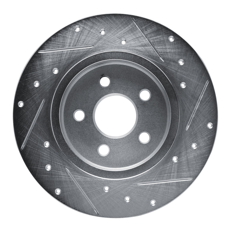 R1 87-91 Chrysler TC Maserati Rear Left Drilled & Slotted Silver Brake Rotor - Image 2