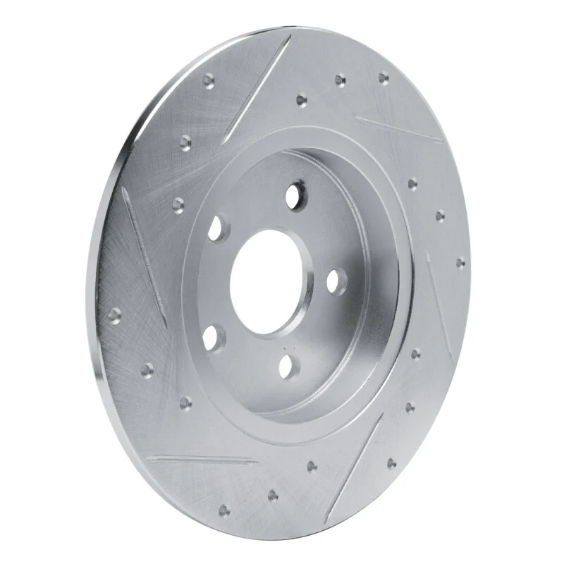 R1 87-91 Chrysler TC Maserati Rear Right Drilled & Slotted Silver Brake Rotor - Image 2