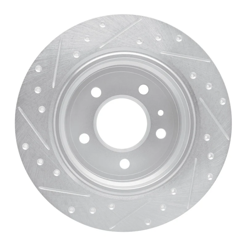 R1 87-92 BMW 735IL Rear Right Drilled & Slotted Silver Brake Rotor - Image 2