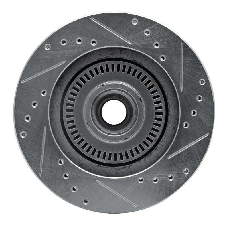 R1 87-92 Lincoln Mark VII Front Left Drilled & Slotted Silver Brake Rotor - Image 3