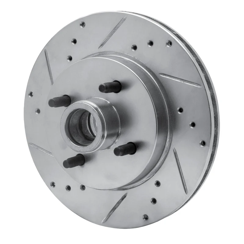 R1 87-93 Ford Mustang Front Left Drilled & Slotted Silver Brake Rotor - Image 3