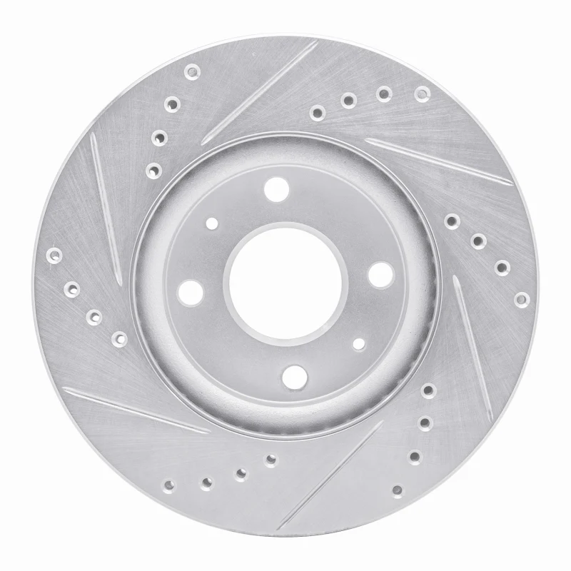 R1 87-94 Mazda 323 Rear Right Drilled & Slotted Silver Brake Rotor - Image 5