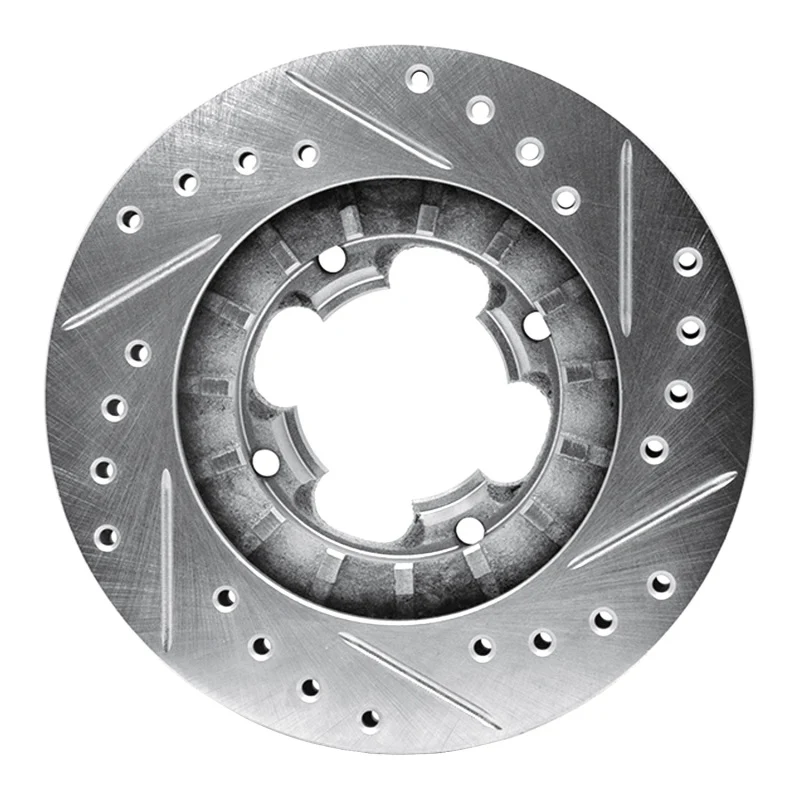 R1 87-94 Subaru Justy Front Left Drilled & Slotted Silver Brake Rotor - Image 2