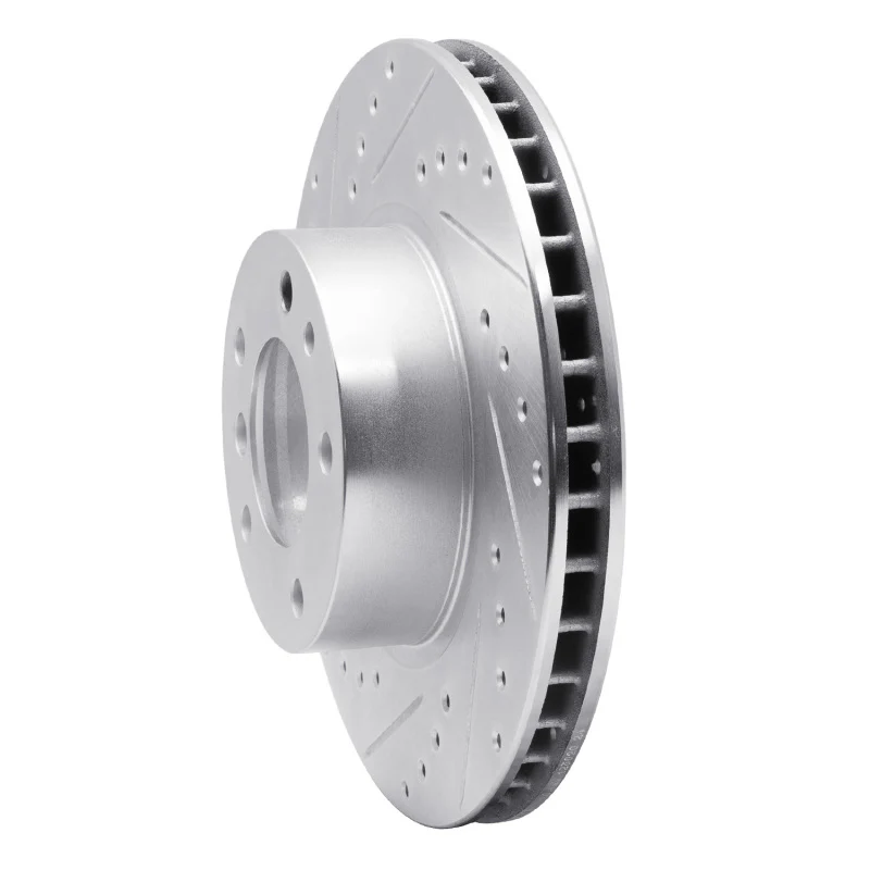 R1 87-95 BMW 735IL Front Left Drilled & Slotted Silver Brake Rotor - Image 2