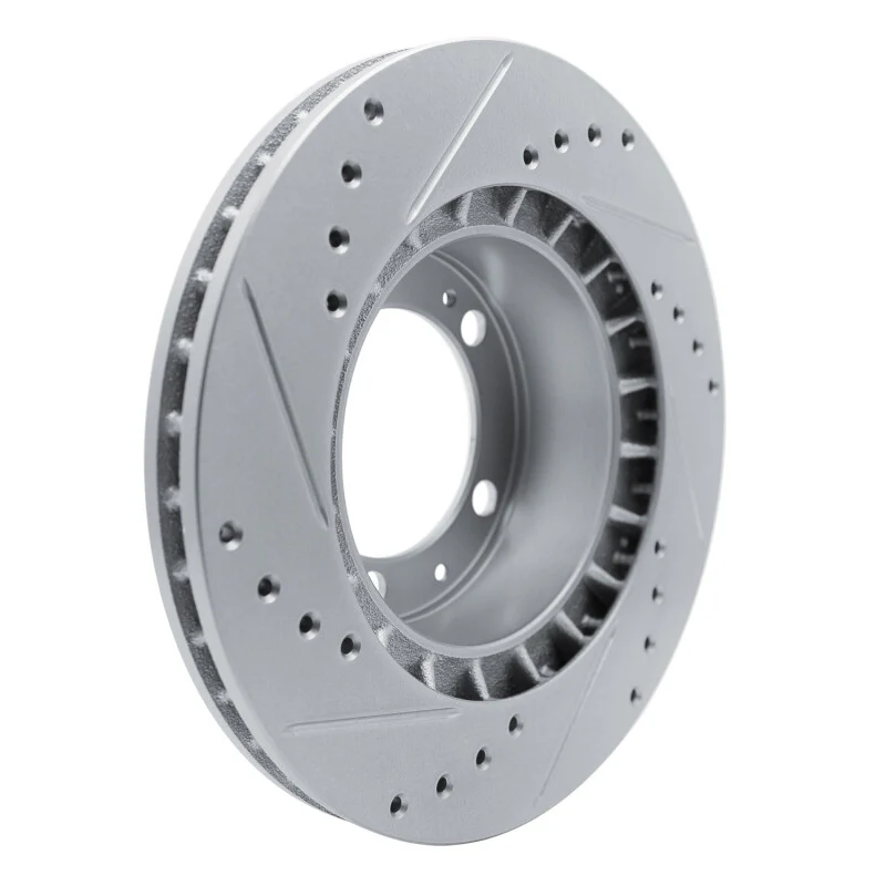 R1 87-95 Porsche 944 Turbo Front Right Drilled & Slotted Silver Brake Rotor - Image 2