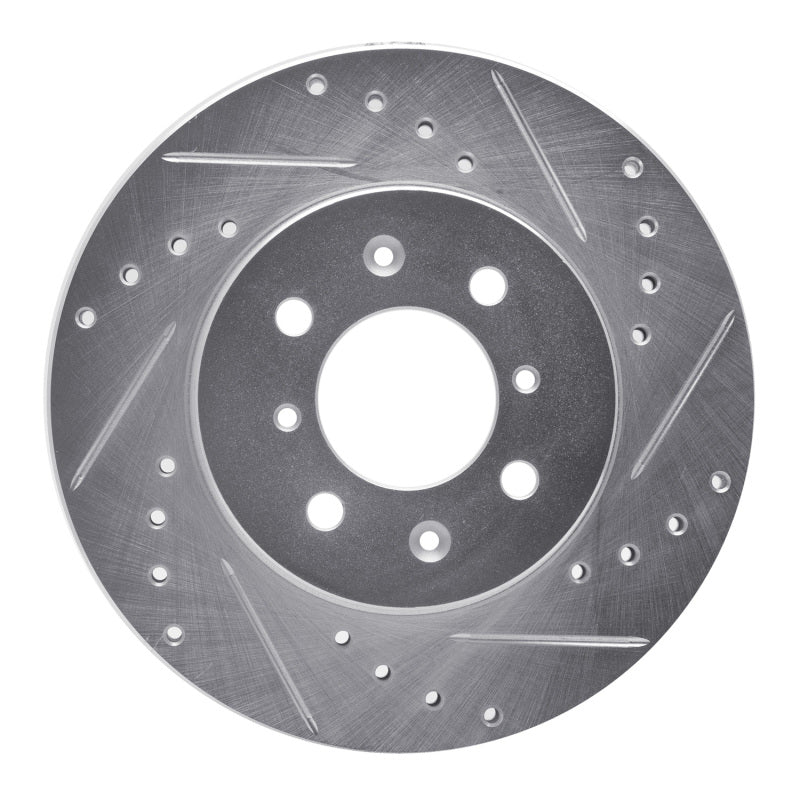 R1 87-99 Hyundai Excel Front Right Drilled & Slotted Silver Brake Rotor