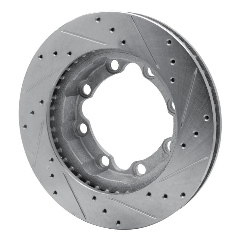 R1 88-00 Chevrolet Suburban 1500 Front Left Drilled & Slotted Silver Brake Rotor - Image 2