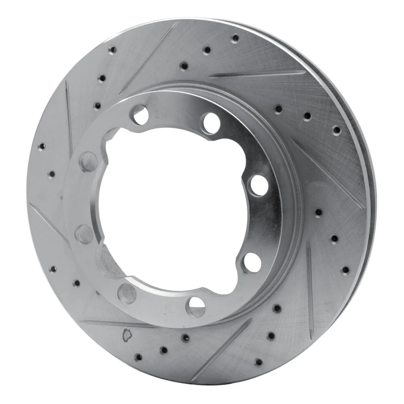 R1 88-00 Chevrolet Suburban 1500 Front Left Drilled & Slotted Silver Brake Rotor - Image 3
