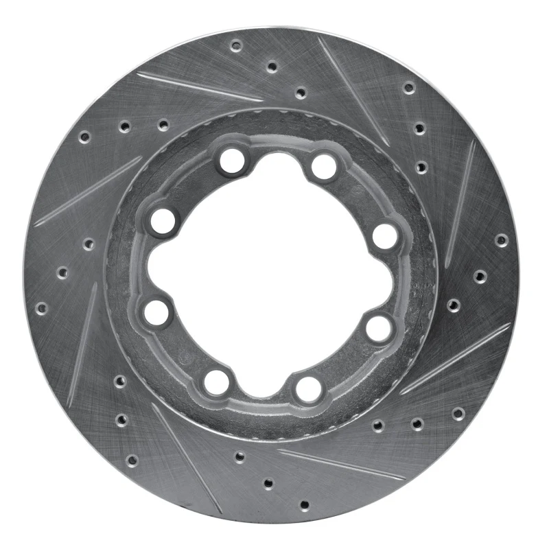 R1 88-00 Chevrolet Suburban 1500 Front Left Drilled & Slotted Silver Brake Rotor - Image 4