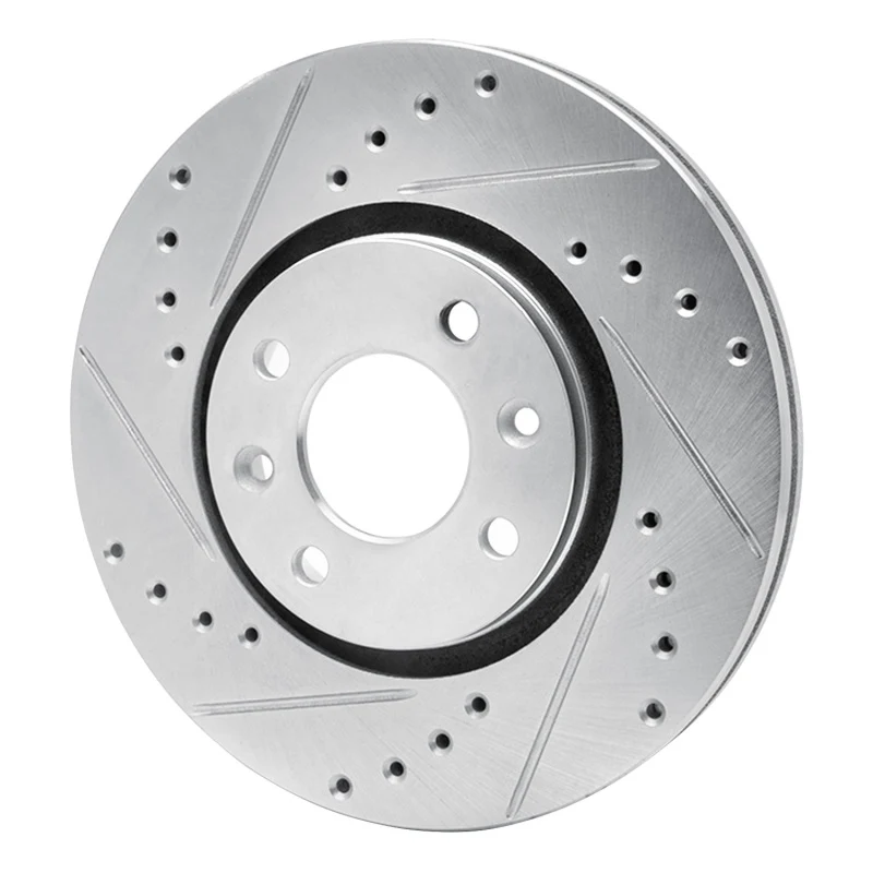 R1 88-89 Eagle Medallion Front Left Drilled & Slotted Silver Brake Rotor - Image 2