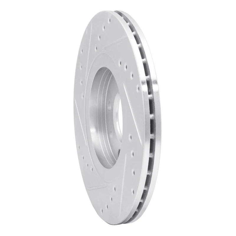 R1 88-89 Eagle Medallion Front Right Drilled & Slotted Silver Brake Rotor - Image 3