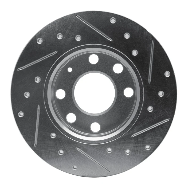 R1 88-89 Pontiac LeMans Front Left Drilled & Slotted Silver Brake Rotor - Image 2