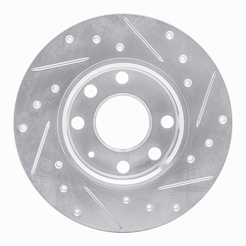 R1 88-89 Pontiac LeMans Front Right Drilled & Slotted Silver Brake Rotor - Image 4