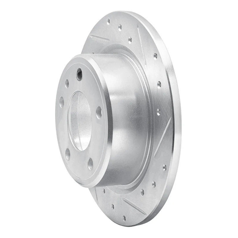 R1 88-91 BMW M3 Rear Right Drilled & Slotted Silver Brake Rotor - Image 2