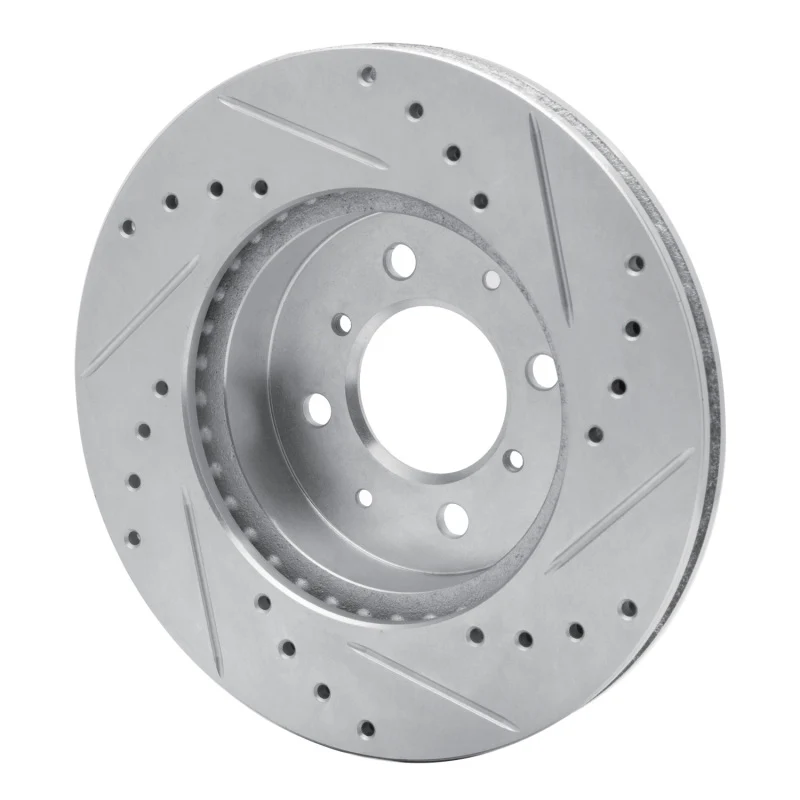 R1 88-91 Honda Accord Coupe Front Left Drilled & Slotted Silver Brake Rotor - Image 2
