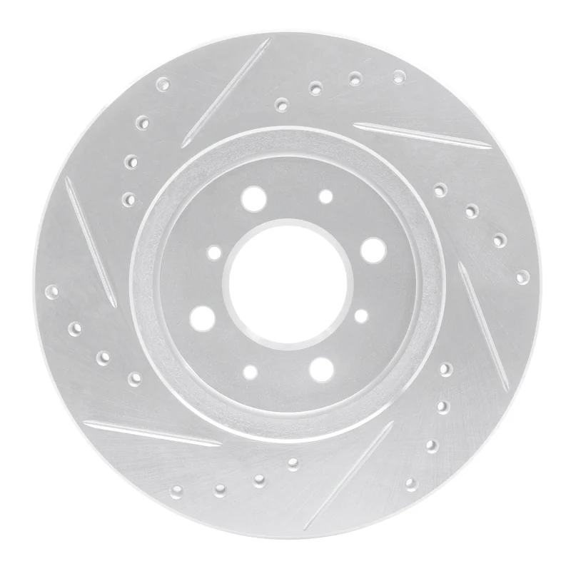 R1 88-91 Honda Accord Coupe Front Right Drilled & Slotted Silver Brake Rotor - Image 2