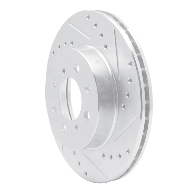 R1 88-91 Honda Accord Coupe Front Right Drilled & Slotted Silver Brake Rotor - Image 5