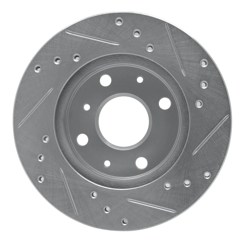 R1 88-92 Daihatsu CHARADE Front Left Drilled & Slotted Silver Brake Rotor - Image 2