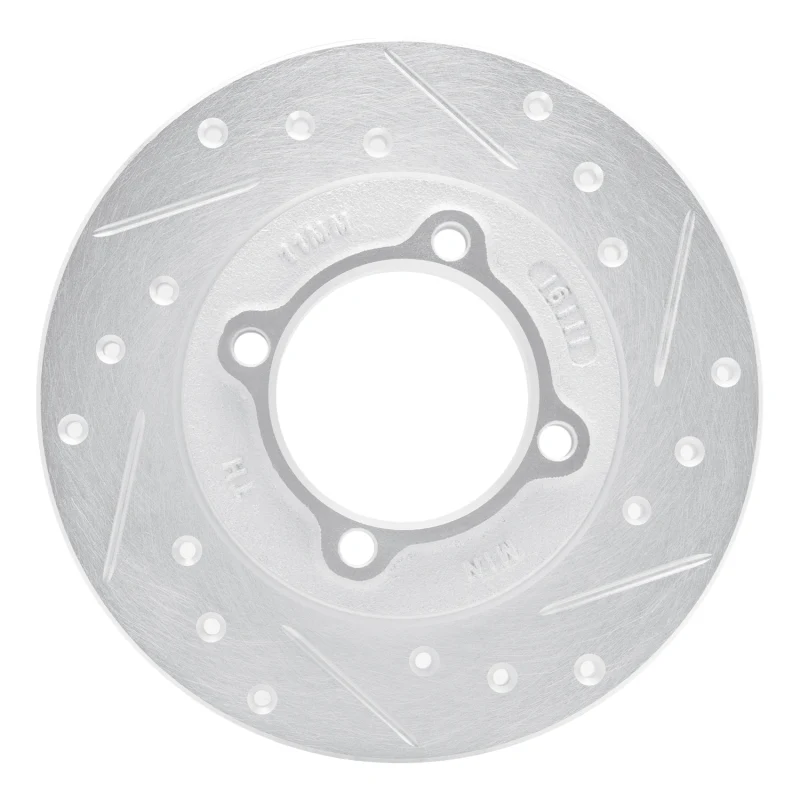 R1 88-93 Ford Festiva Front Right Drilled & Slotted Silver Brake Rotor